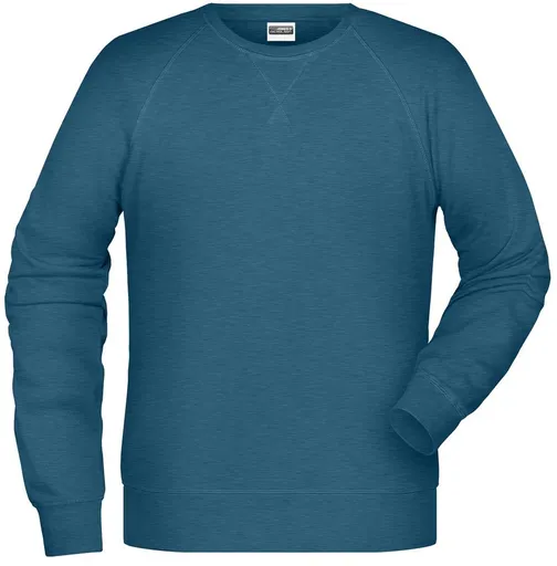 James & Nicholson (Daiber) Pánská mikina bez kapuce z biobavlny 8022 - Petrolejový melír | S