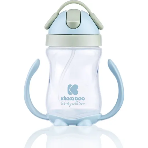 KikkaBoo Hrnek se silikonovým brčkem 300 ml 12m+ Blue