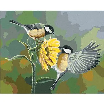 Zuty - Malování podle čísel - SYKORA KOŇADRA A SLUNEČNICE (ABRAHAM HUNTER), 80x100 cm, vypnuté plátn (HRAmmb07975nad)