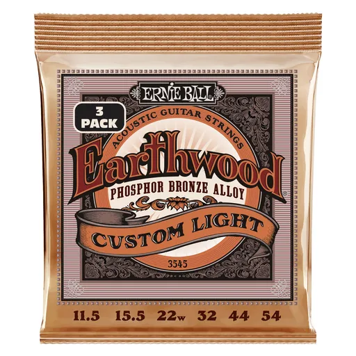 Ernie Ball 3545 Earthwood Custom Light Phosphor Bronze 3-Pack