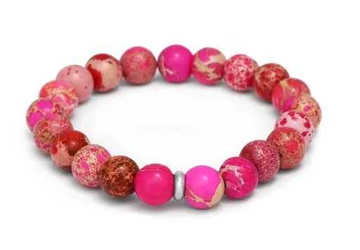 Agato Korálkový náramek z růžového regalitu MINK167/17