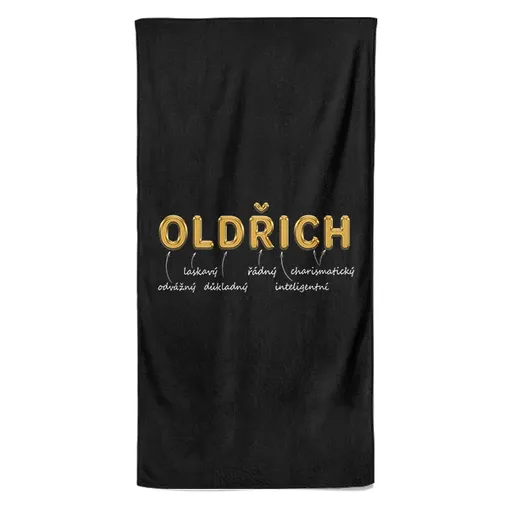 Osuška Mužská jména – GOLD (Jméno: Oldřich, Velikost osušky: 100x170cm)