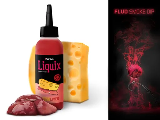 Delphin Fluo dip D Snax LiquiX 100ml - Játra - Sýr,Delphin Fluo dip D Snax LiquiX 100ml - Játra - Sýr