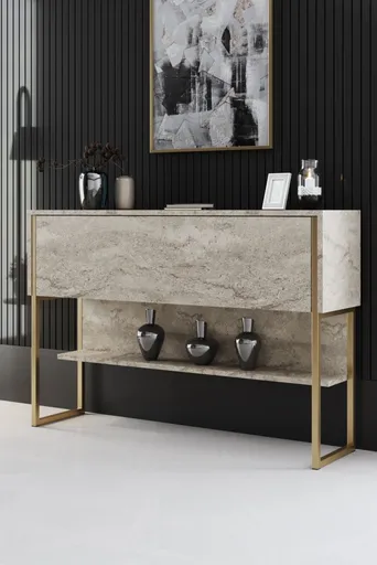Komoda Luxe - Travertine, Gold