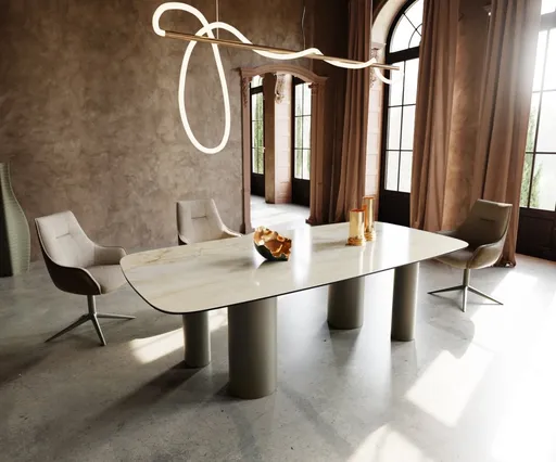 Jídelní stůl Edge oválný 240x120 keramika Iris FmG Onice Oro