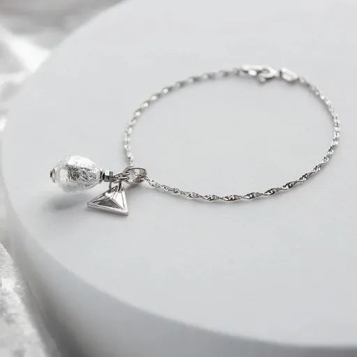 Lampglas Náramek Moon Nude s ryzím stříbrem v perle BNM4/AG/RHO 19 cm