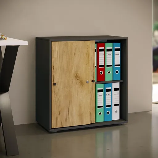 VCM Kancelářská skříň Lona L s posuvnými dveřmi, antracitová