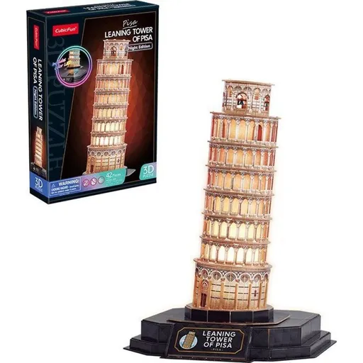 CubicFun 3D puzzle s LED Noční edice: Šikmá věž v Pise 42 dílků