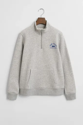 MIKINA GANT GRAPHIC HALF ZIP SWEATSHIRT LIGHT GREY MELANGE