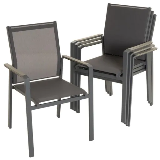 Sada zahradních židlí, antracit, 90 x 56,5 x 59,5 cm, 4 ks