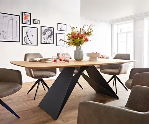 Jídelní stůl Edge Boot 200x100x2,5 dub přírodní podnož ve tvaru