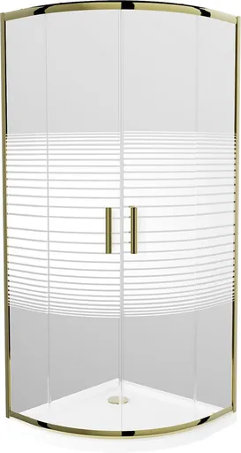 MEXEN/S Rio sprchový kout čtvrtkruh 80x80, pruhy, zlatá + bílá vanička se sifonem 863-080-080-50-20-4110G