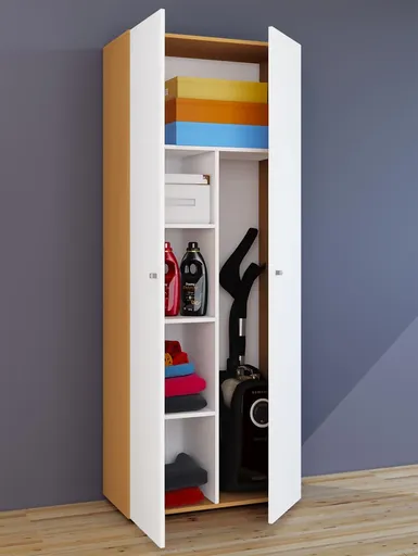 VCM Úklidová skříňka Vandol Il s dvířky, buk