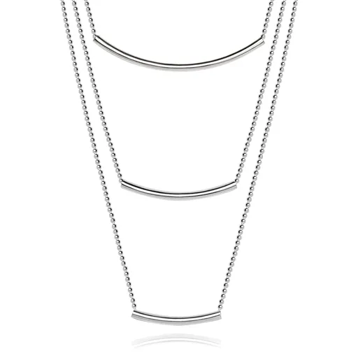 Stříbrný 925 náhrdelník - trojitý armádní řetízek s hladkými obloučky