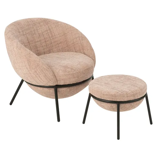 Světle růžové lounge křeslo s podnožkou Renon - 72*75*70 cm J-Line by Jolipa