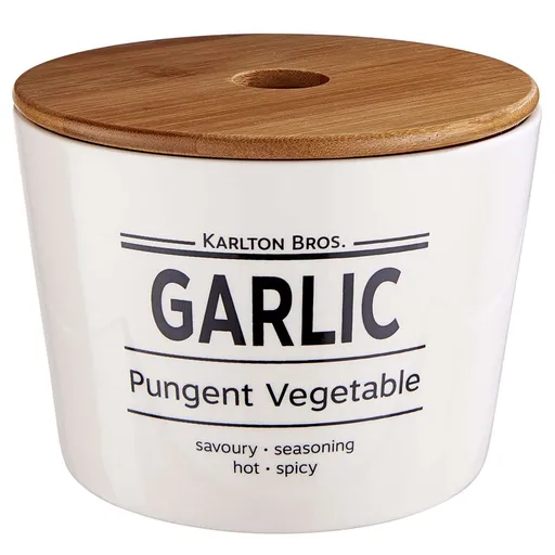 KARLTON BROS Dóza na česnek 14 cm - bílá