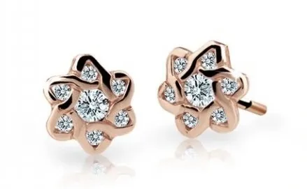 Cutie Jewellery Dětské náušnice z růžového zlata C2149-30-X-4 bílá