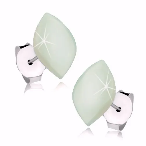 Náušnice ze stříbra 925, perleťové zrnko s jemným zelenkavým nádechem