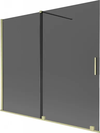 MEXEN/S Velar dvoukřídlá posuvná vanová zástěna 180 x 150, grafit, zlatá kartáčovaná 896-180-000-41-55