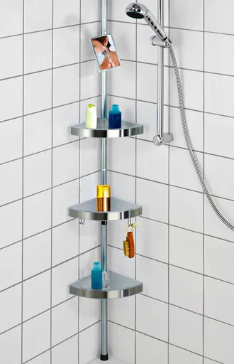 Teleskopická rohová police do koupelny