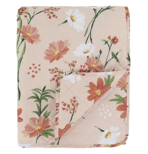 Růžový bavlněný přehoz s květy Aix Quilt Wild Flowers - 130*180 cm Chic Antique