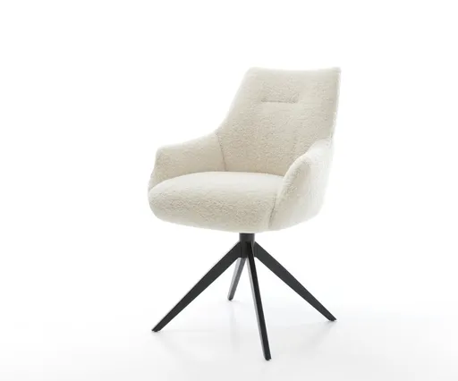 Jídelní židle Alja-Flex s područkami plyšový manšestr béžová