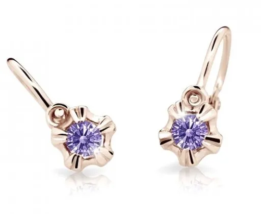 Cutie Jewellery Dětské náušnice z růžového zlata C2158-10-X-4 fialová