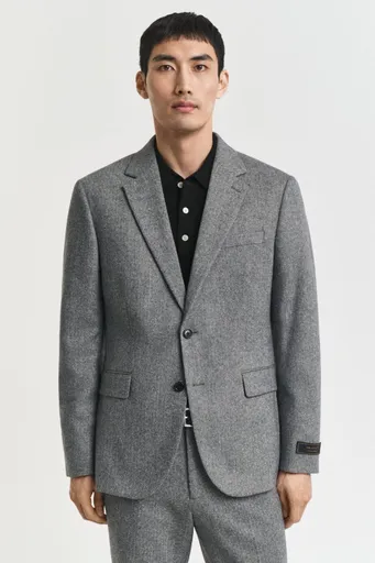 SAKO GANT FLANNEL HERRINGBONE SUIT JACKET ANTRACIT MELANGE