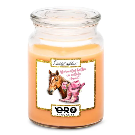 Svíčka Holka co miluje koně (Vůně svíčky: Tropické ovoce)