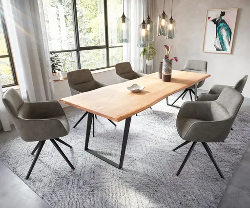 Jídelní stůl Edge 260x100 akácie přírodní kov šikmá podnož