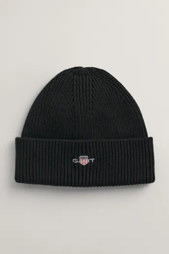ČEPICE 7-16 LET GANT SHIELD COTTON BEANIE BLACK