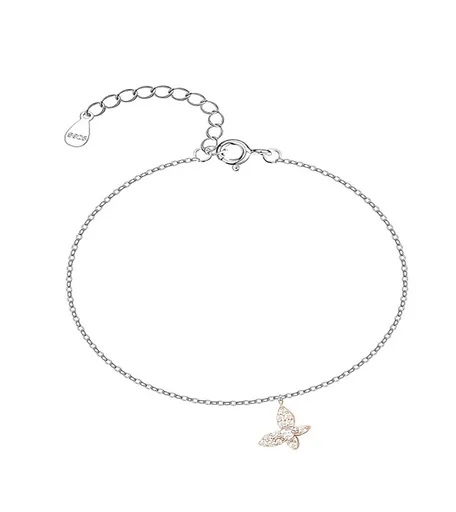 MOISS Stříbrný řetízek na nohu Motýl B0001366