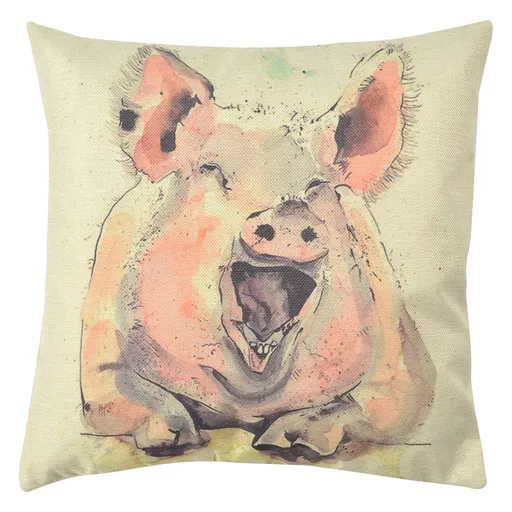 Povlak na polštář s motivem prasátka - 43*43 cm Clayre & Eef