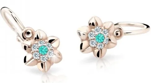 Cutie Jewellery Roztomilé dětské náušnice z růžového zlata C2202-10-X-4 světle zelená