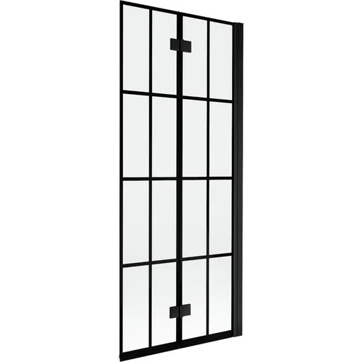 MEXEN MIST vanová zástěna 80x150 cm 6mm 2-s, černá, dekor, pravá 8A9-080-002-70-77-P