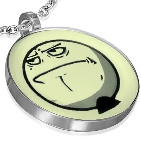 Přívěsek MEME FACE z oceli - CHALLENGE ACCEPTED