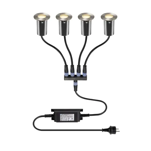 BIG WHITE (SLV) TRAIL-LITE® 60 sada 4 svítidel do země, 3000 K, IP67, kulatá, nerezová ocel / hliník 1008841