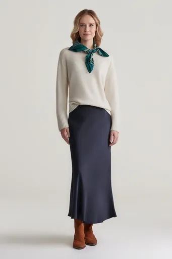 SUKNĚ GANT REGULAR A-LINE SATIN SKIRT EVENING BLUE