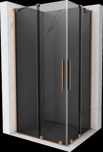 MEXEN/S Velar Duo sprchový kout, posuvné dveře 100 x 90, grafit, měď kartáčovaná 871-100-090-42-65