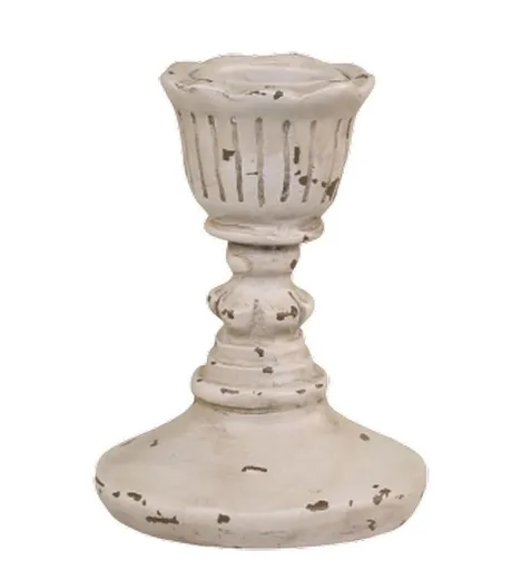 Béžový antik dekorační svícen na úzkou svíčku Toulip - Ø 7*8 cm Chic Antique