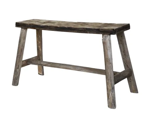 Hnědá dekorační dřevěná lavice se vzorem na sedadle Tanoak - 80*24*45 cm Chic Antique