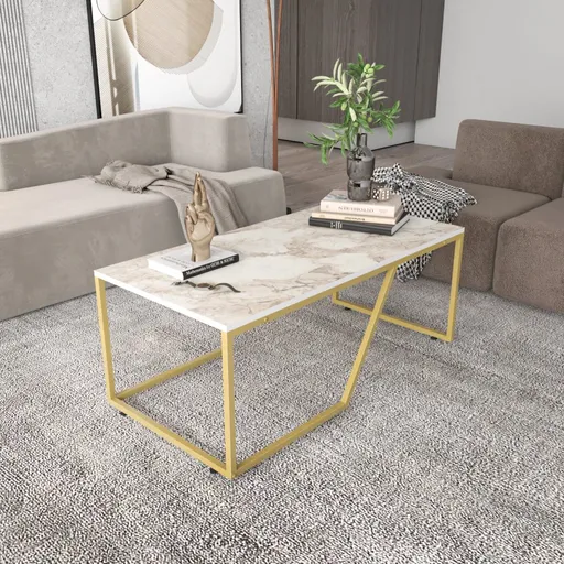 Konferenční stolek Wendy - White, Gold