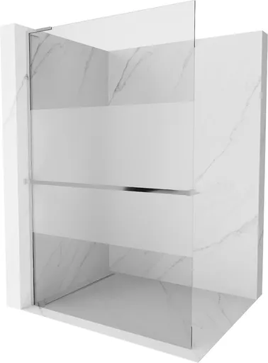 MEXEN/S Kioto+ L Sprchová zástěna WALK-IN s poličkou a držákem ručníků 70 x 200, transparent/dekor, chrom 800-070-123-01-35