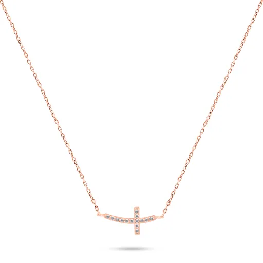 Brilio Silver Bronzový náhrdelník Křížek se zirkony NCL57R