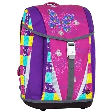 Dívčí školní aktovka s motýlky Bagmaster Polo 7 A (8591805007292)