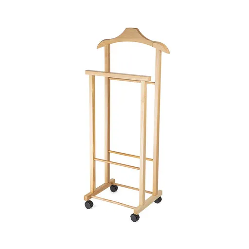 Němý sluha na šaty Compactor Hector 2, dvojitý na kolečkách, světlé dřevo