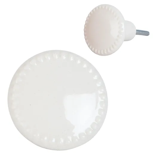 Béžová vintage keramická úchytka – Ø 4*4 cm Clayre & Eef