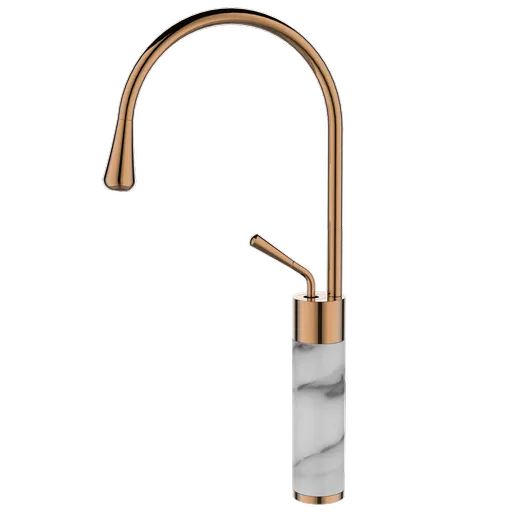 INVENA Umyvadlová baterie vysoká STONE bílá/měď  BU-03-W18-V