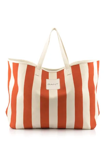 TAŠKA GANT STRIPED CANVAS BEACH BAG PUMPKIN ORANGE