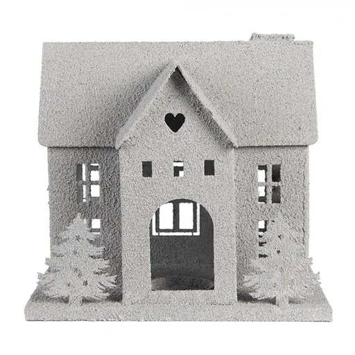 Šedý antik kovový svícen domek Vintage House - 26*17*24 cm Clayre & Eef